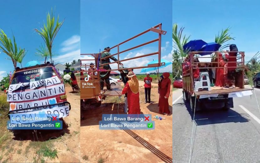 Uniknya tradisi keluarga… pengantin reda berarak, bersanding atas lori pembinaan! Orang kampung tumpang gembira_628203537ab70.jpeg